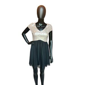 Sequin & Chiffon Skirt Short Dress